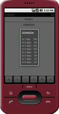 Screenshot of the schedule dialog box.